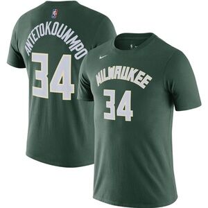 Milwaukee Bucks Giannis Antetokounmpo Green Nike T-Shirt Jersey (shersey) NWT